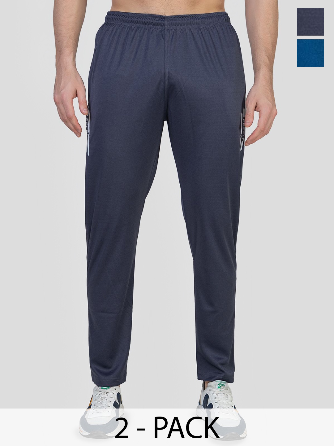 

ZEFFIT Men Pack Of 2 Mid-Rise Track Pants, Grey