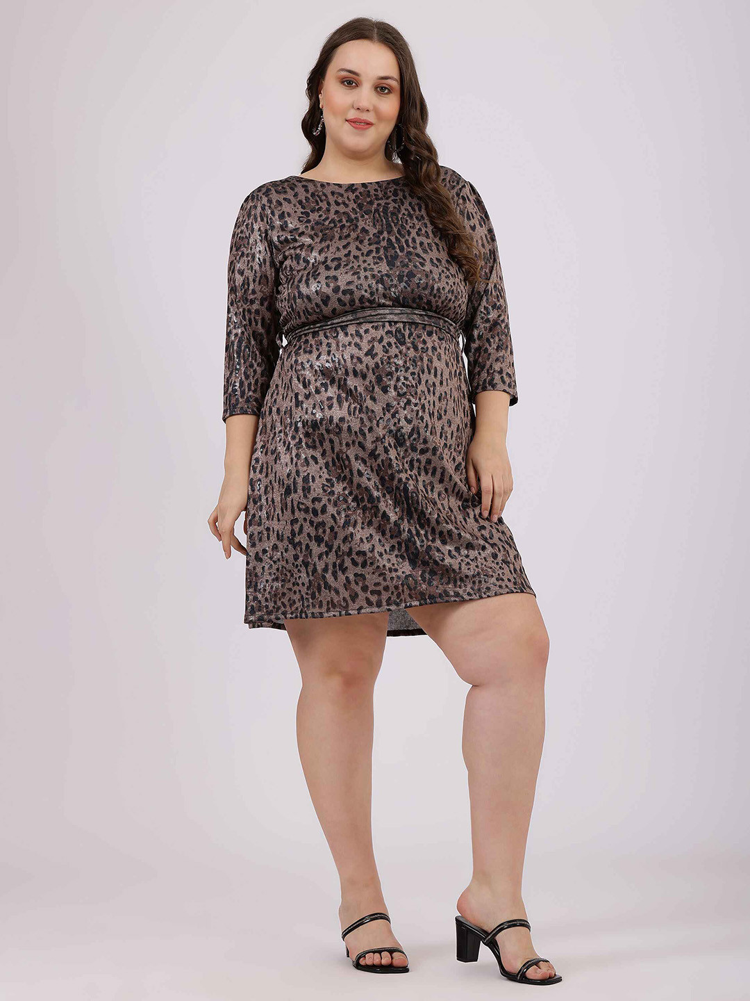 

Curvy Lane Plus Size Animal Printed A-Line Dress, Taupe