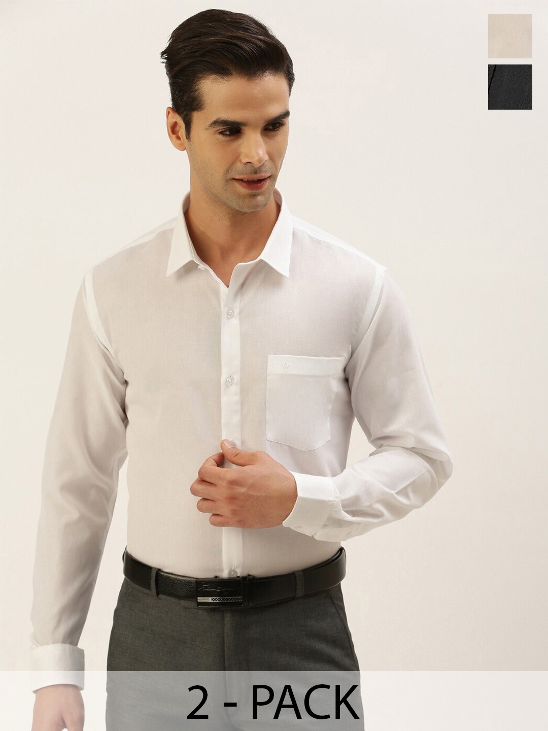 

RAMRAJ Men Pack of 2 Smart Fit Full Sleeves Shirts, White