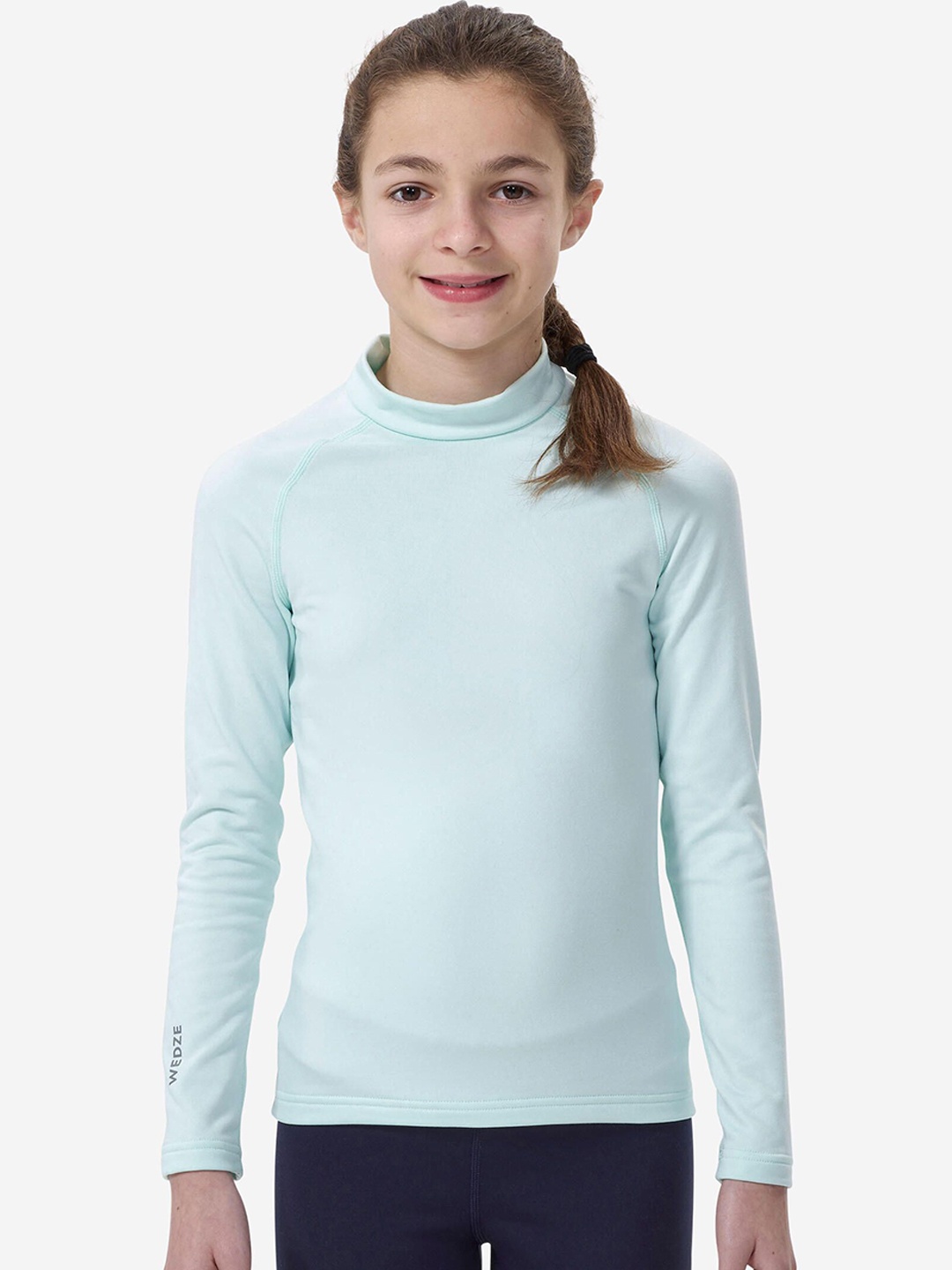 

WEDZE By Decathlon Girls High Neck Thermal Tops, Green