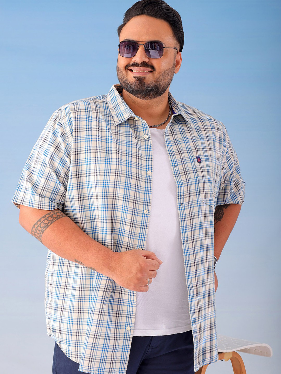 

Hardsoda by The Indian Garage Co Men Tartan Checks Opaque Checked Casual Shirt, Blue