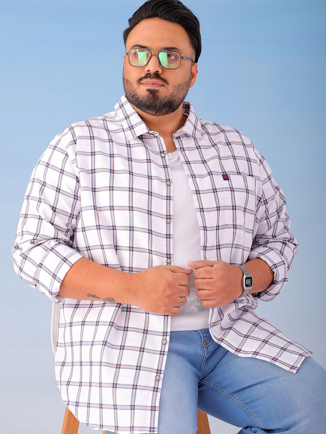 

Hardsoda by The Indian Garage CoMen Opaque Checked Casual Shirt, White