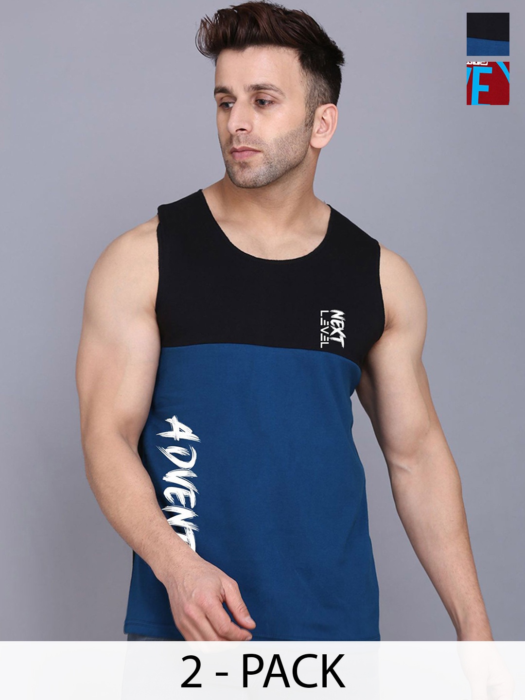

SLOWLORIS Pack of 2 Men Printed Innerwear Vests SL26 COMBO (LOUD MAROON) (ADV BLKPCK)