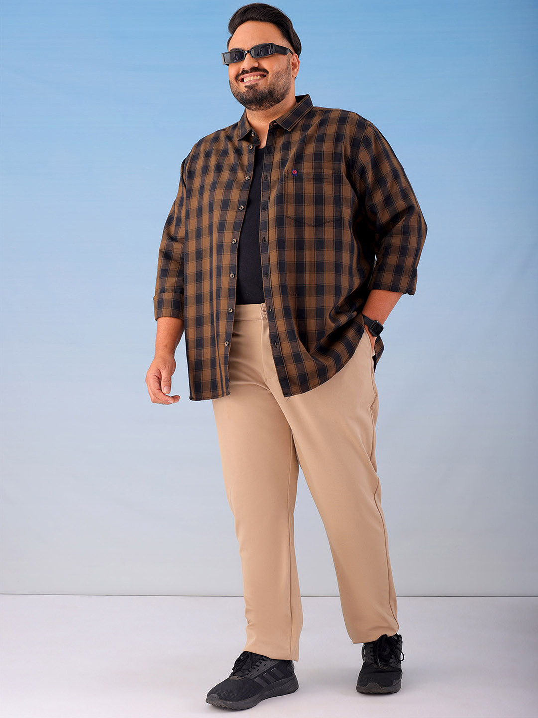 

Hardsoda by The Indian Garage Co Men Regular Fit Plus Size Trousers, Khaki