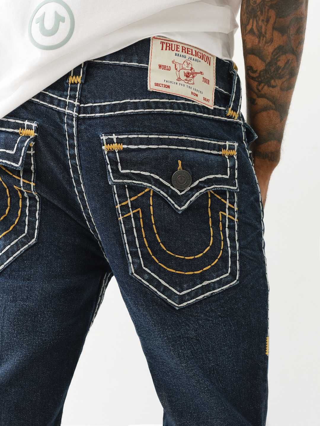 

True Religion Super T Rocco Solid Slim Fit Mid-Rise Jeans, Blue