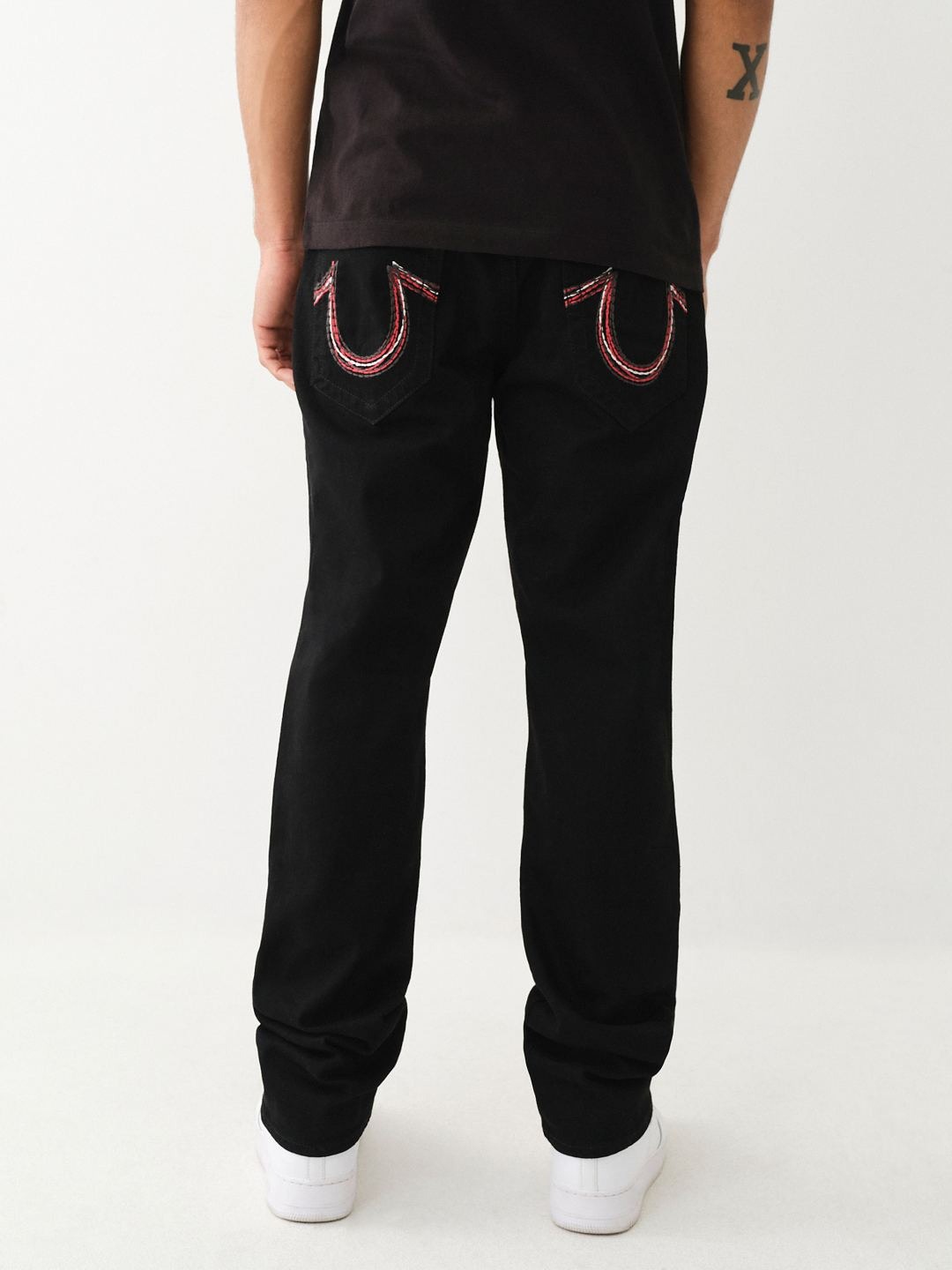

True Religion SN Ricky Solid Straight Fit Mid-Rise Jeans, Black