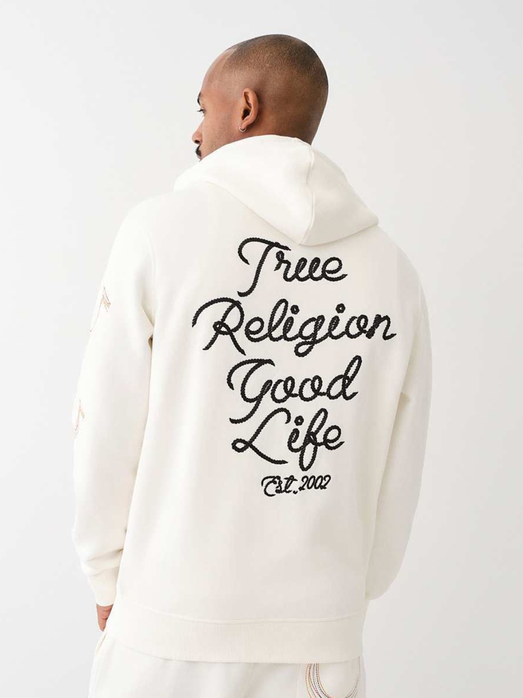 

True Religion Men Hooded Sweatshirt, Cream