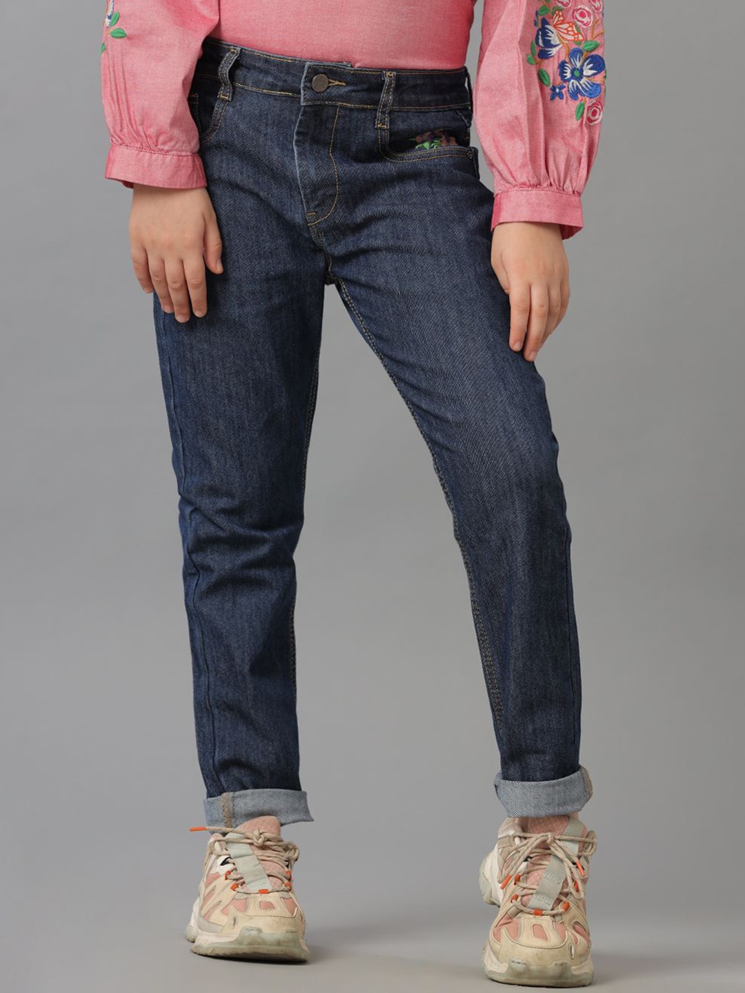 

UNDER FOURTEEN ONLY Girls Mid-Rise Slim Fit Light Fade Jeans, Blue