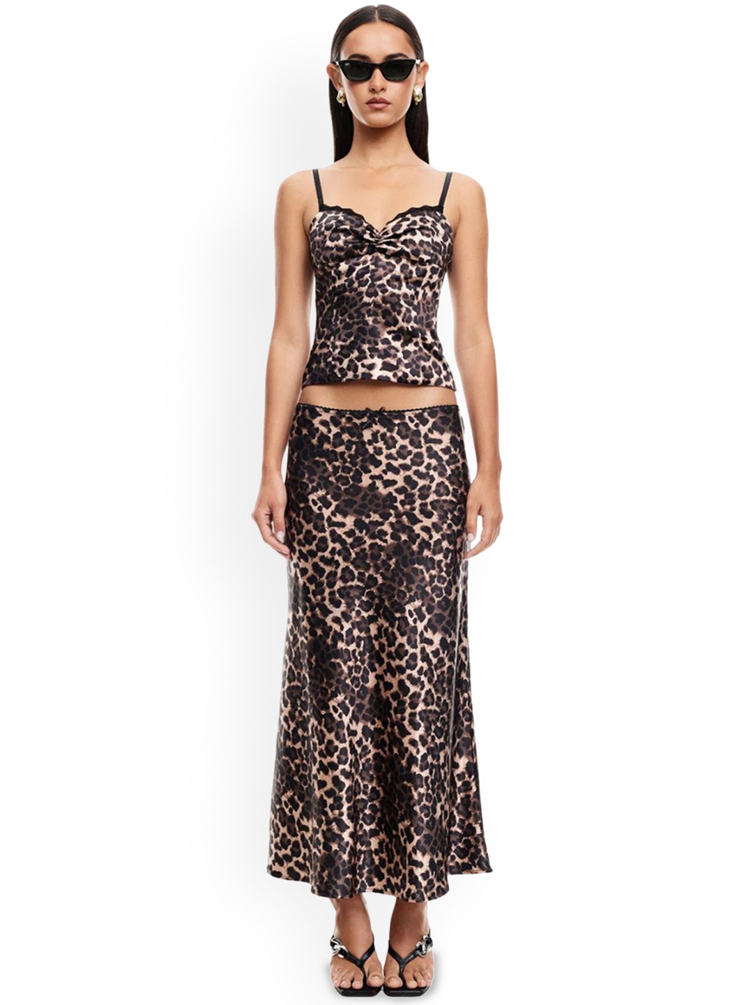 

LULU & SKY Animal Printed Cami Top & Maxi Skirt, Black