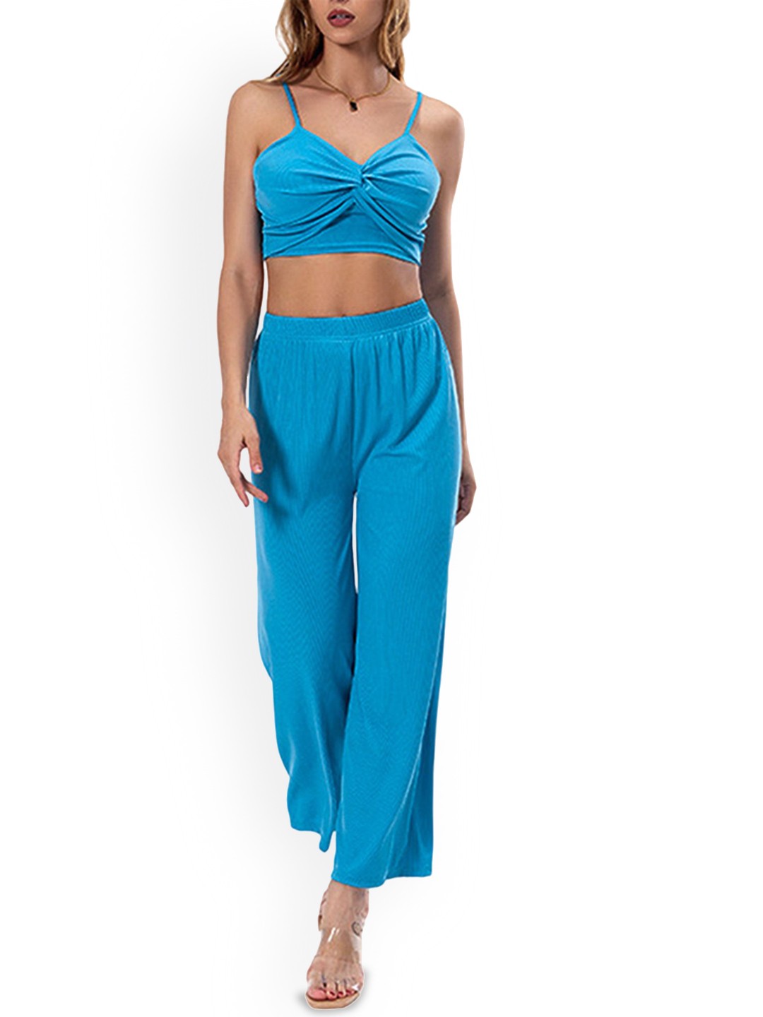 

LULU & SKY Twist-Detail Top With Trousers, Blue