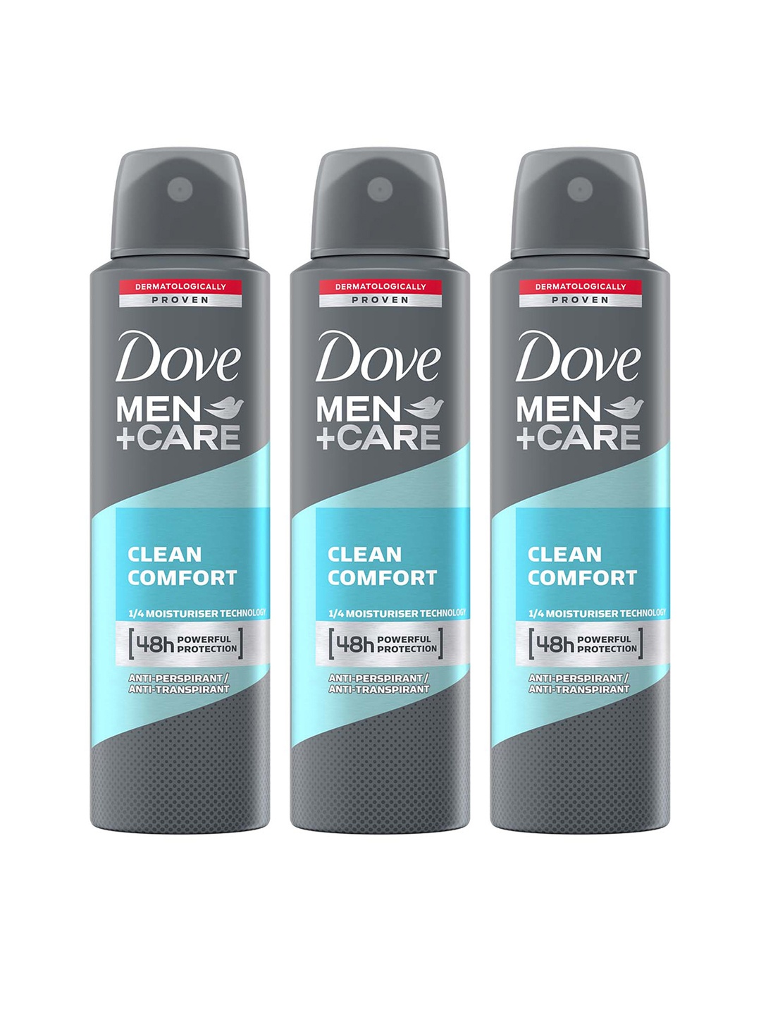 

Dove Men Set Of 3 +Care Clean Comfort Anti-Perspirant Deodorant - 150ml Each, Blue