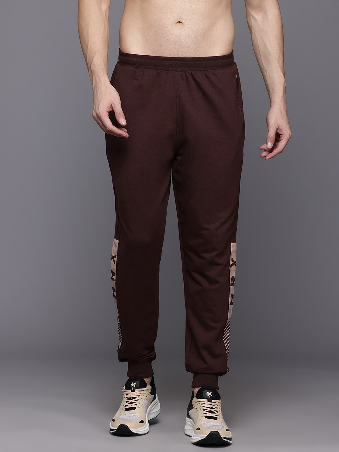 

HRX by Hrithik Roshan Men Side Printed Training Joggers, Brown