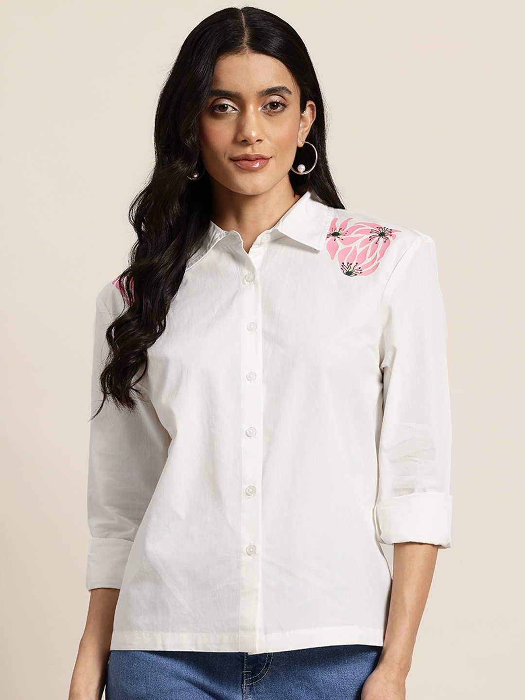 

HERE&NOW Floral Print Shirt, White