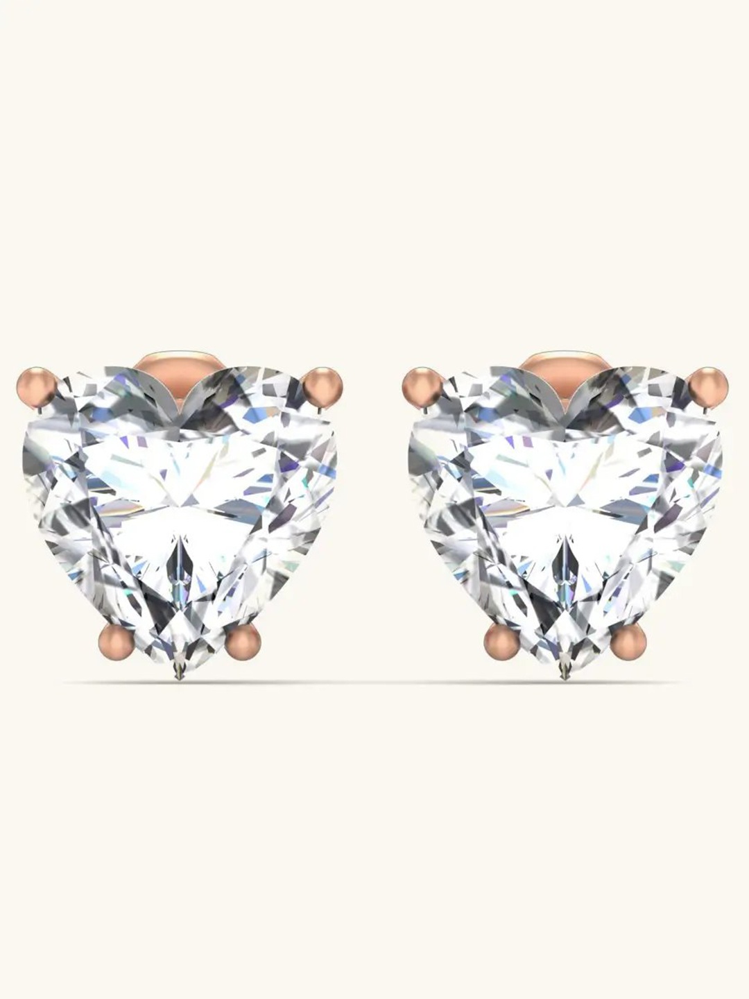 

Mabel 925 Sterling Silver Rose Gold Plated Cubic Zirconia Solitaire Heart Studs