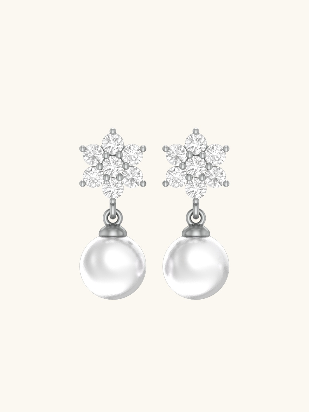 

Mabel Rhodium-Plated 925 Sterling Silver Floral Pearls Drop Earrings