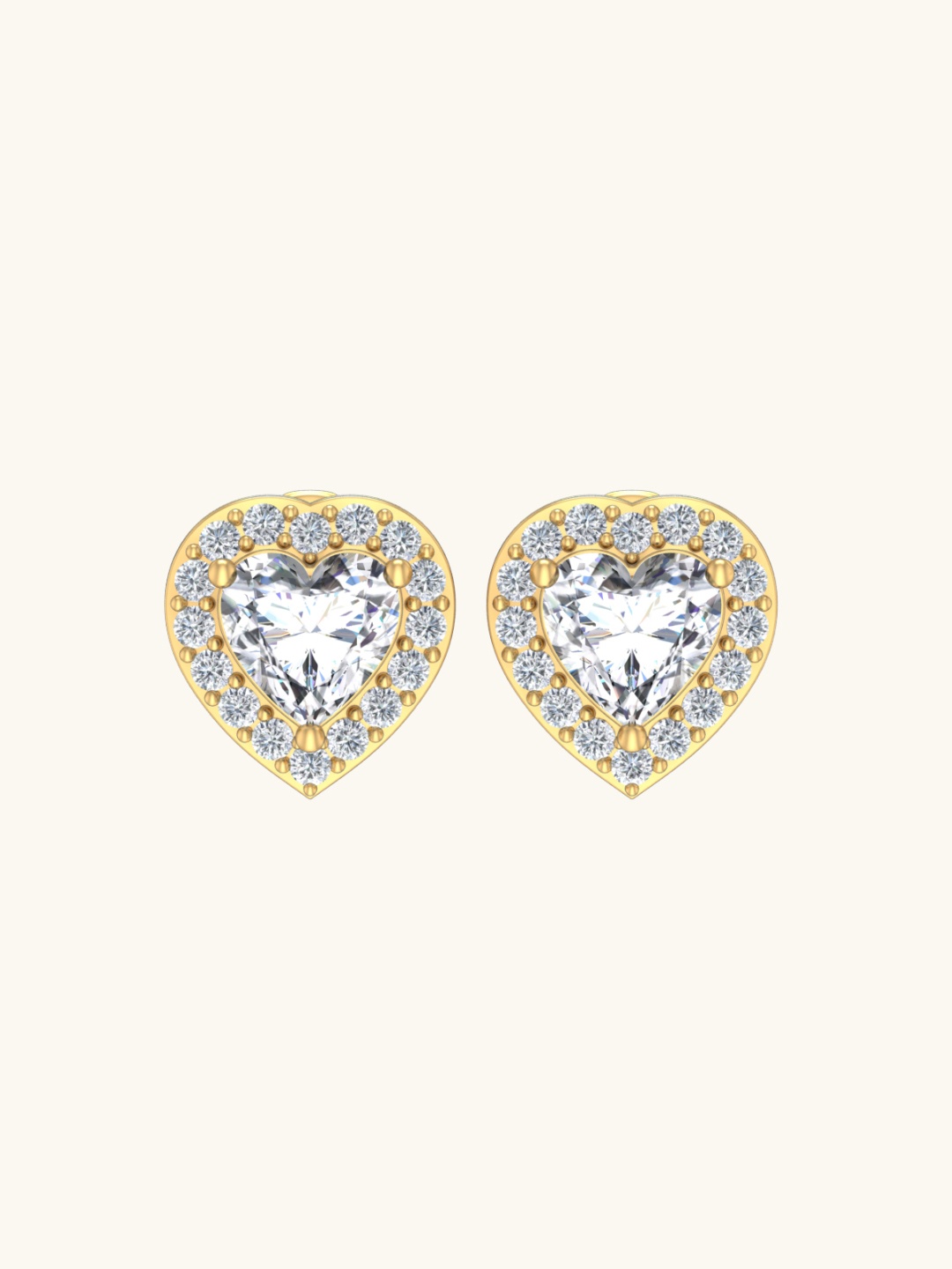 

Mabel 925 Sterling Silver 18 KT Gold Plated Cubic Zirconia Stiudded Sparkling Heart Studs