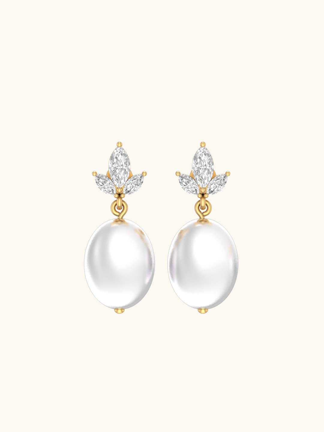 

Mabel 925 Sterling Silver 18KT Gold Plated Floral Pearl Drop Earrings.