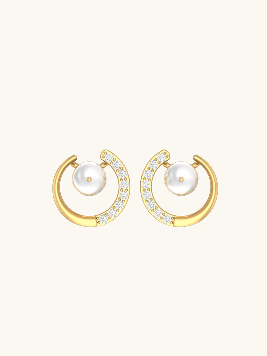 

Mabel 925 Sterling Silver 18KT Gold Plated Trendy Pearl Halo Studs