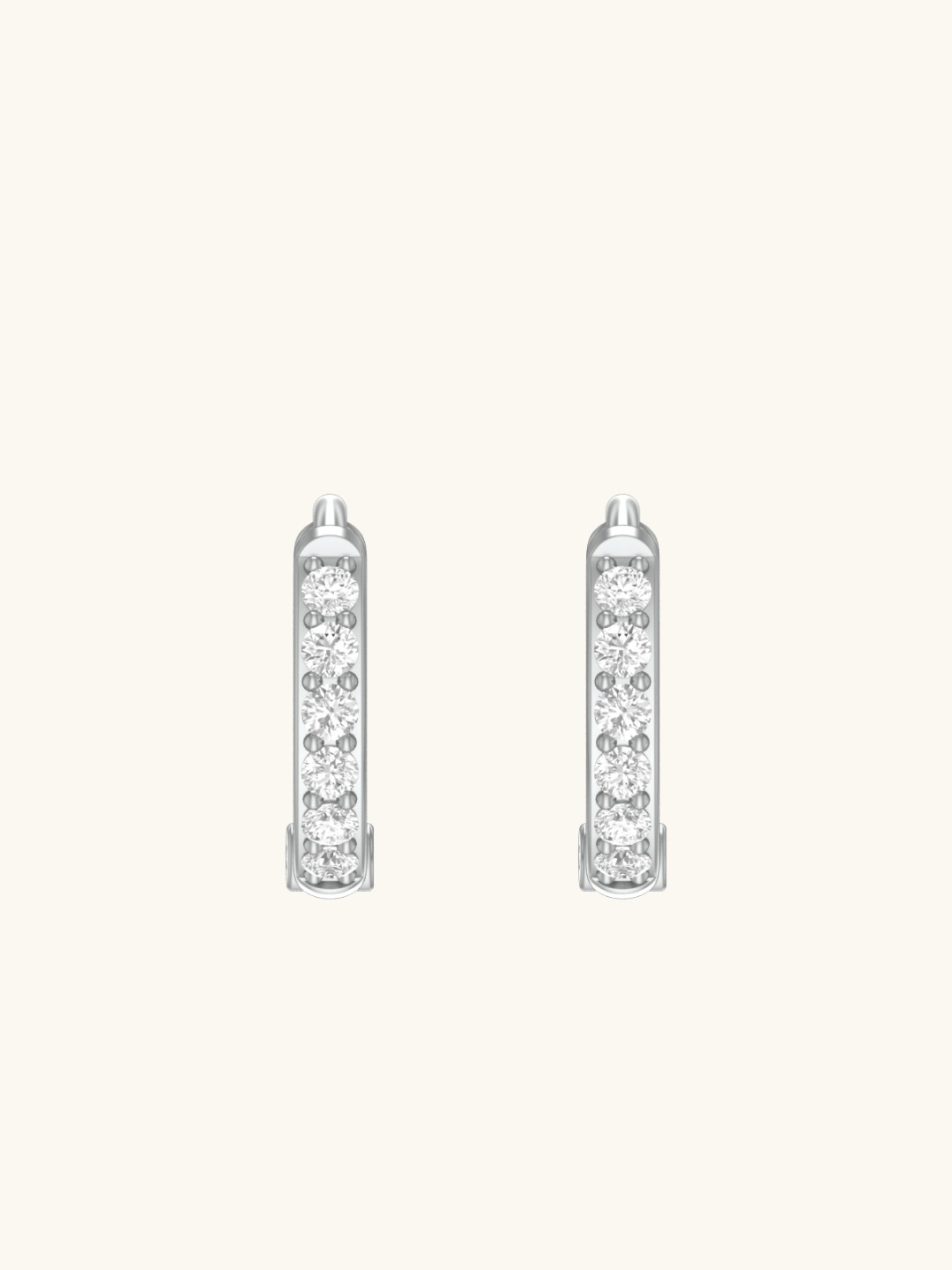 

Mabel 925 Sterling Silver Rhodium Plated Cubic Zirconia Sudded Classic Pave Hoop Earrings.