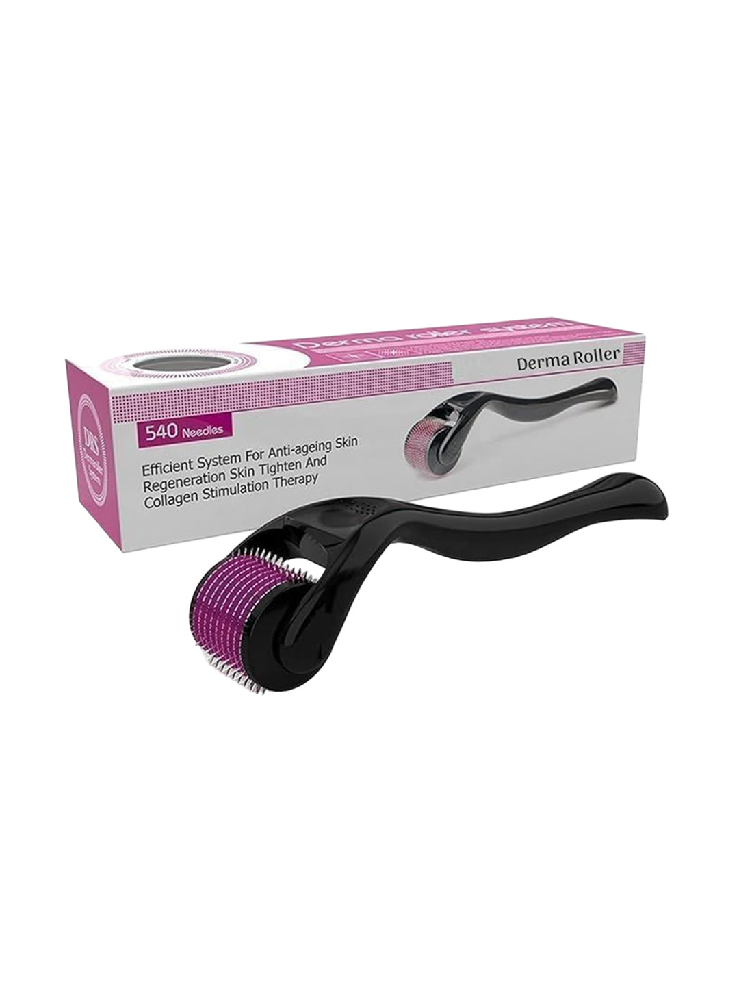 

EASYMART Face Derma Roller for Smoothening Skin with 540 Needles - 0.75mm, Black