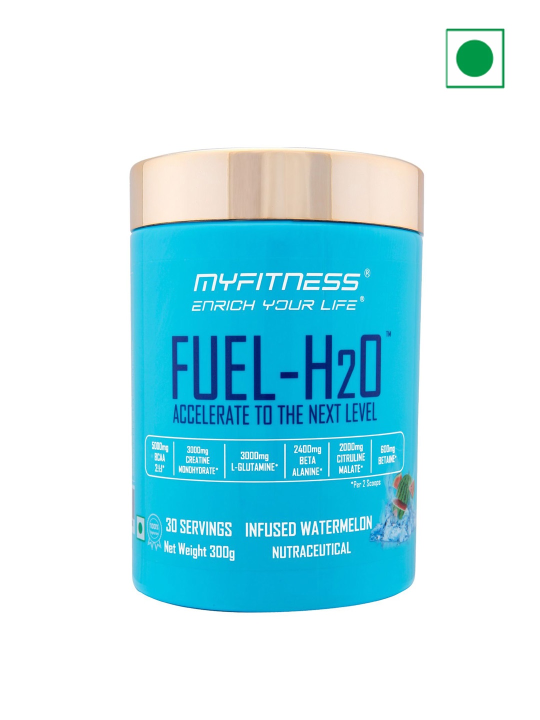 

Myfitness FUEL-H2O Accelerate To Next Level With Infused Watermelon- 300 gms, Blue