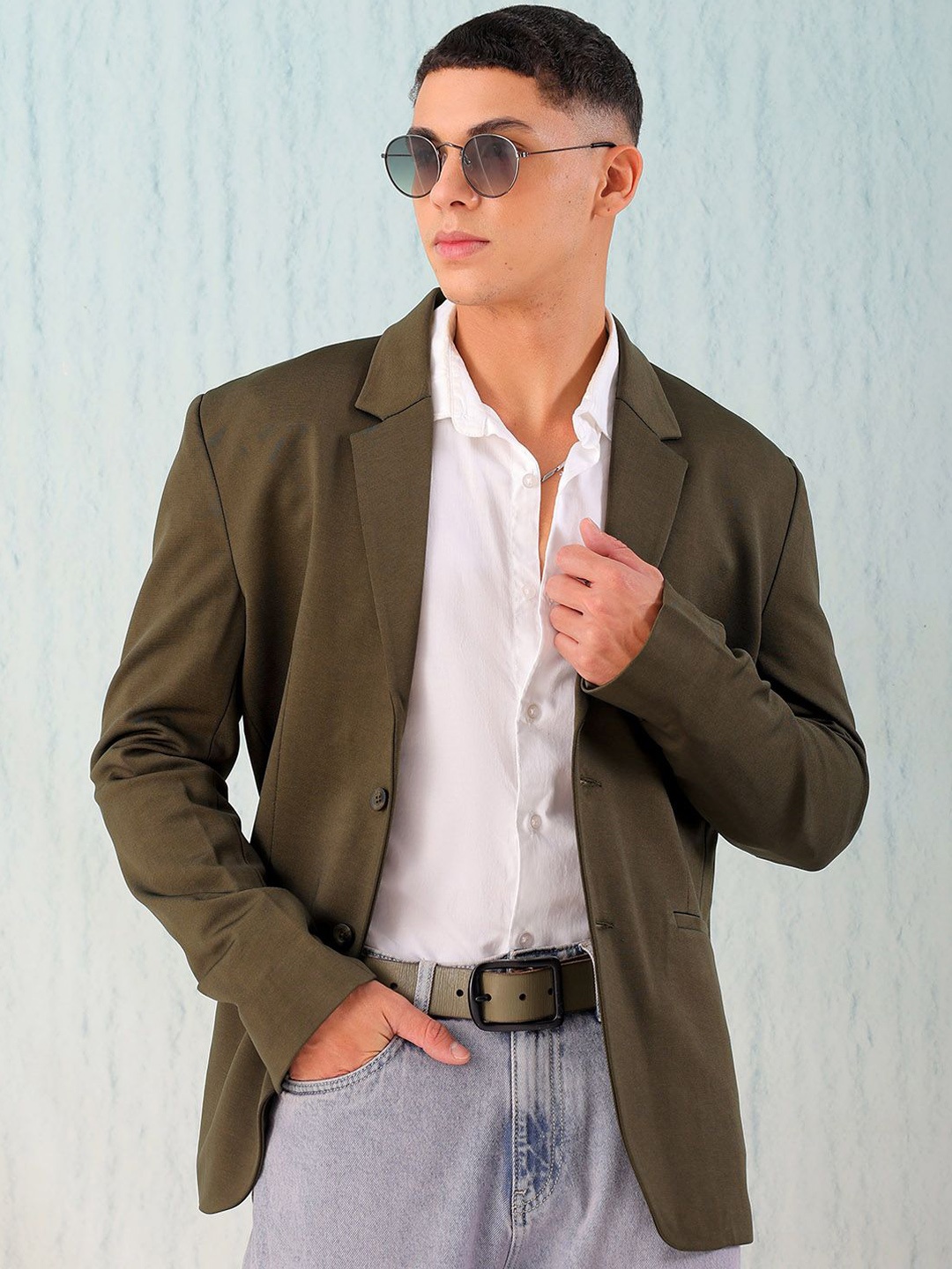 

The Indian Garage Co. X Luxe Comfort Fit Single-Breasted Blazer, Olive