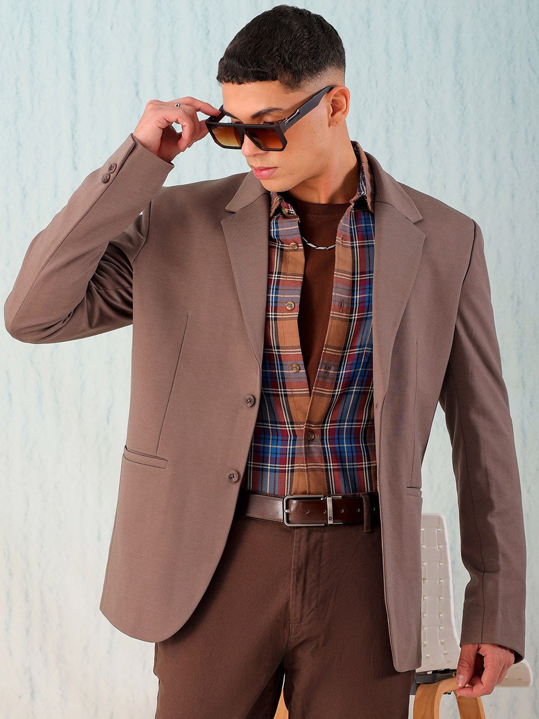 

The Indian Garage Co. X Luxe Comfort Fit Single-Breasted Formal Blazer, Grey
