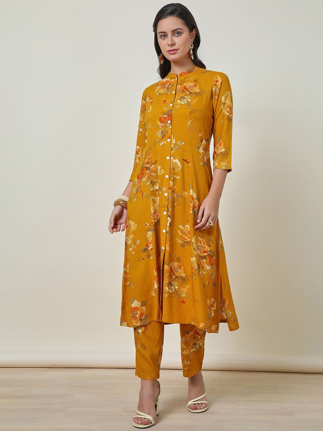 

Soch Rayon Floral Print Co-Ord Set, Mustard