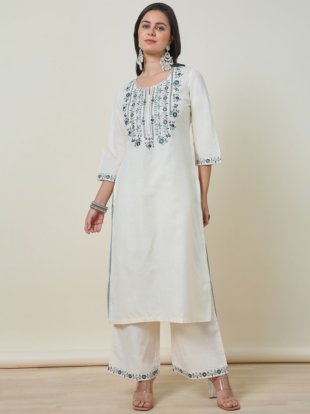 Soch Embroidered Kurta Set With Thread Work, Cream