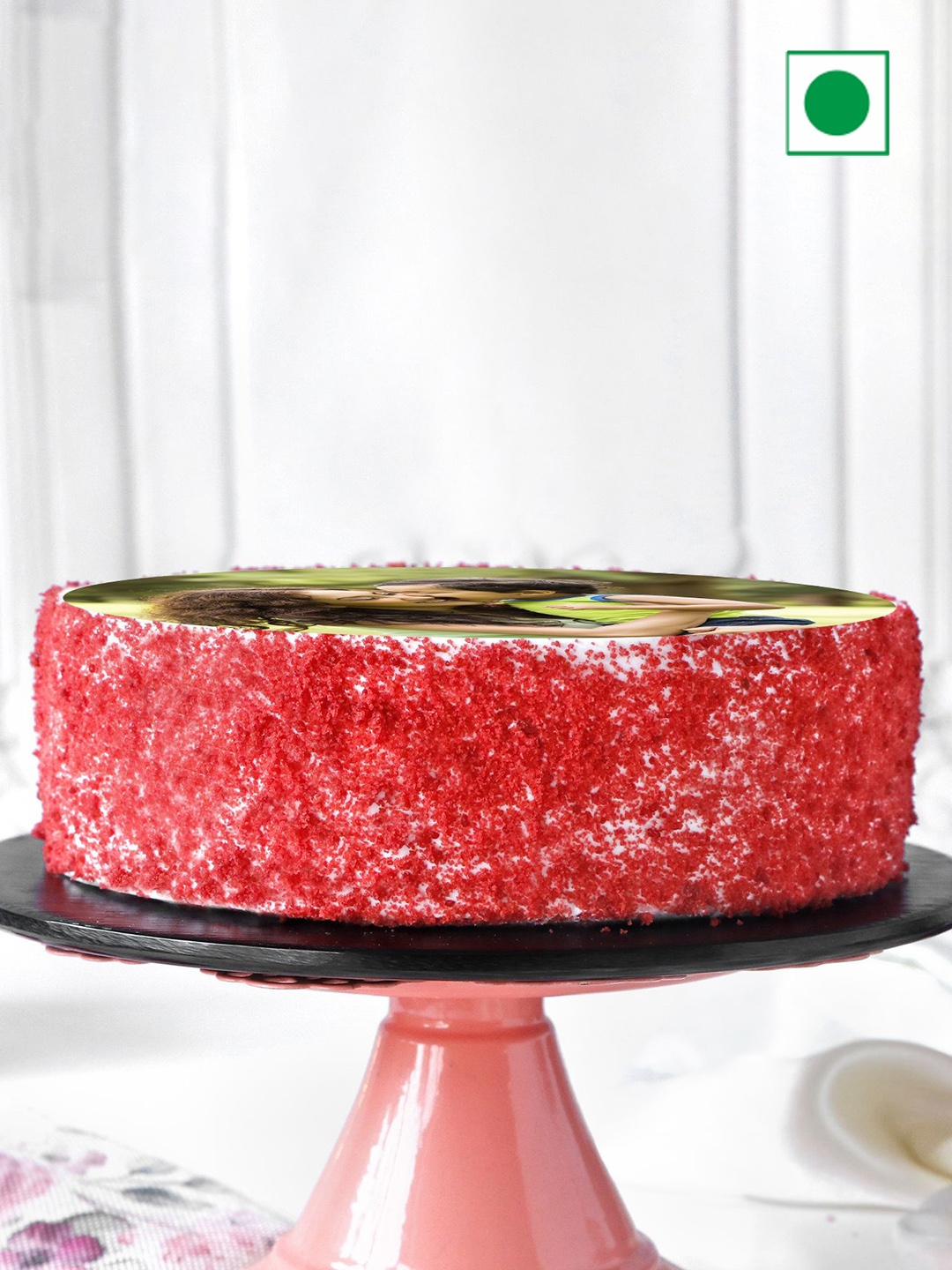 

IGP Red Velvet Eggless Round Photo Cake - 1 Kg, White