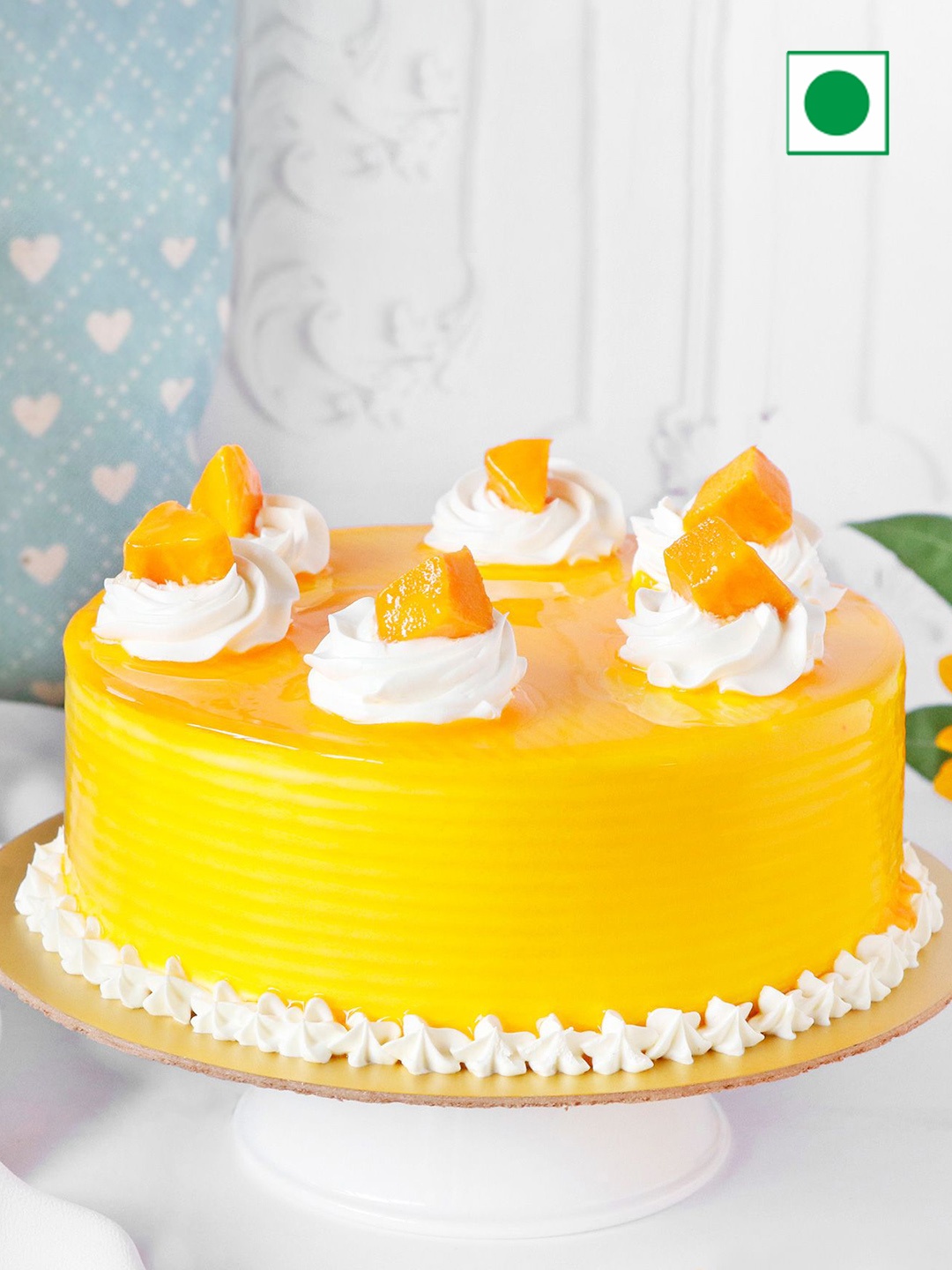 

IGP Mango Flavour Eggless Round Cake - 1 Kg, Yellow