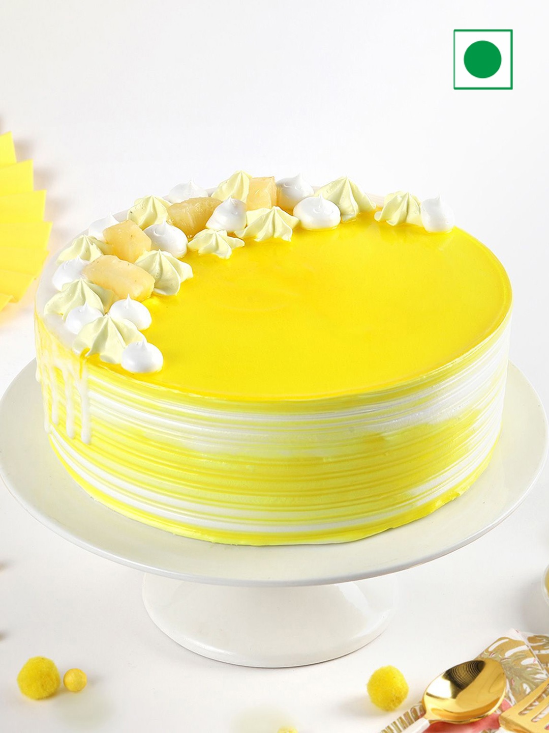 

IGP Pineapple Flavour Eggless Round Cake - 500 Gm, Yellow