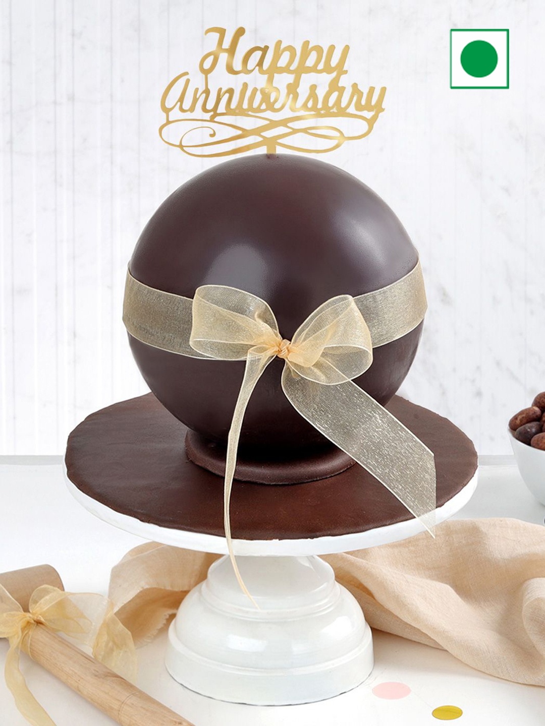 IGP Chocolate Eggless Round Pinata Ball Cake- 1 KG, Brown