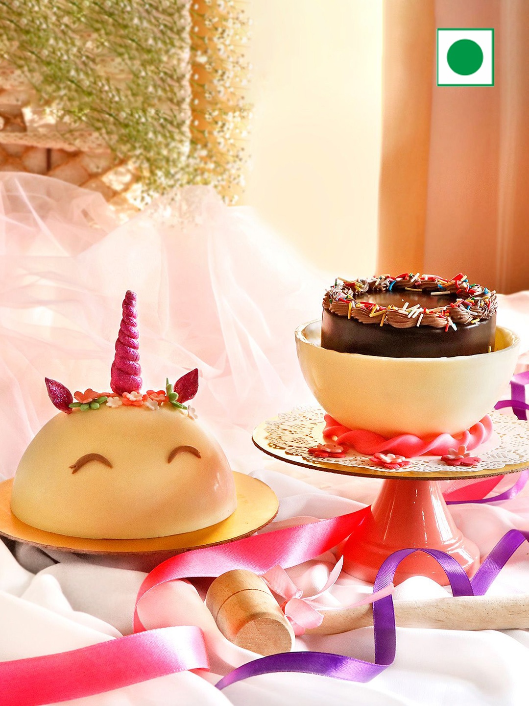 

IGP Unicorn Chocolate Eggless Round Cake - 1 Kg, Brown