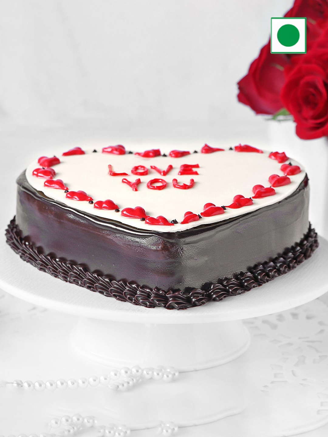 

IGP Chocolate Flavour Love You Proposal Eggless Heart Shape Cake-500g, Brown