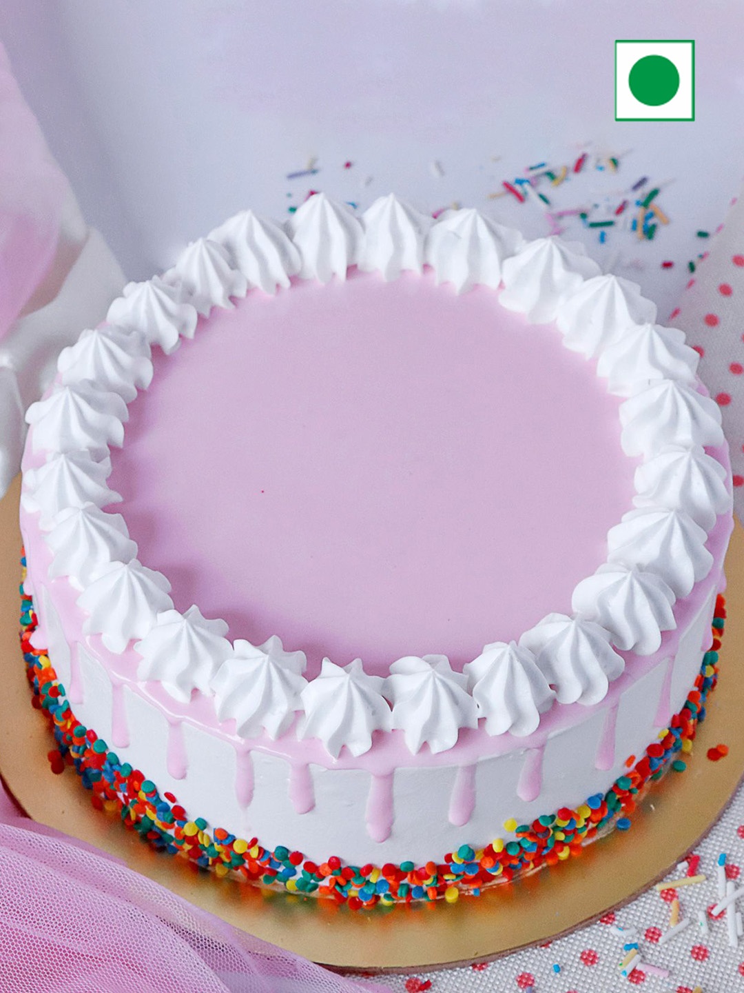 IGP Chocolate Flavour Eggless Round Cake - 1 Kg, Pink