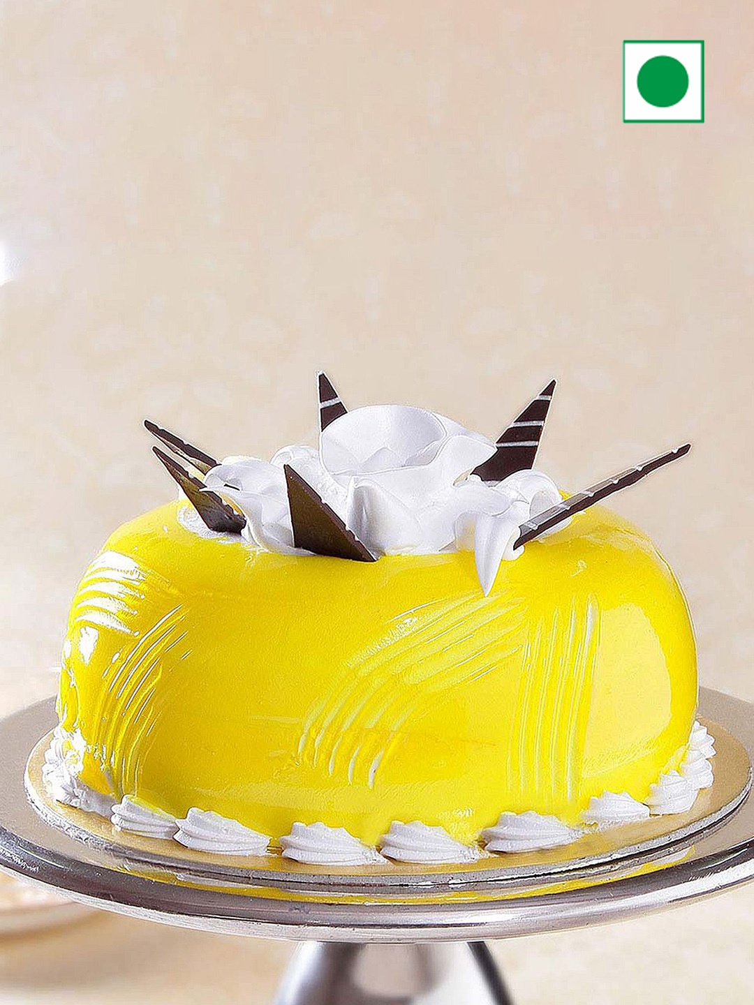 

IGP Pineapple Flavour Eggless Dome-Shaped Cake-1Kg, Yellow