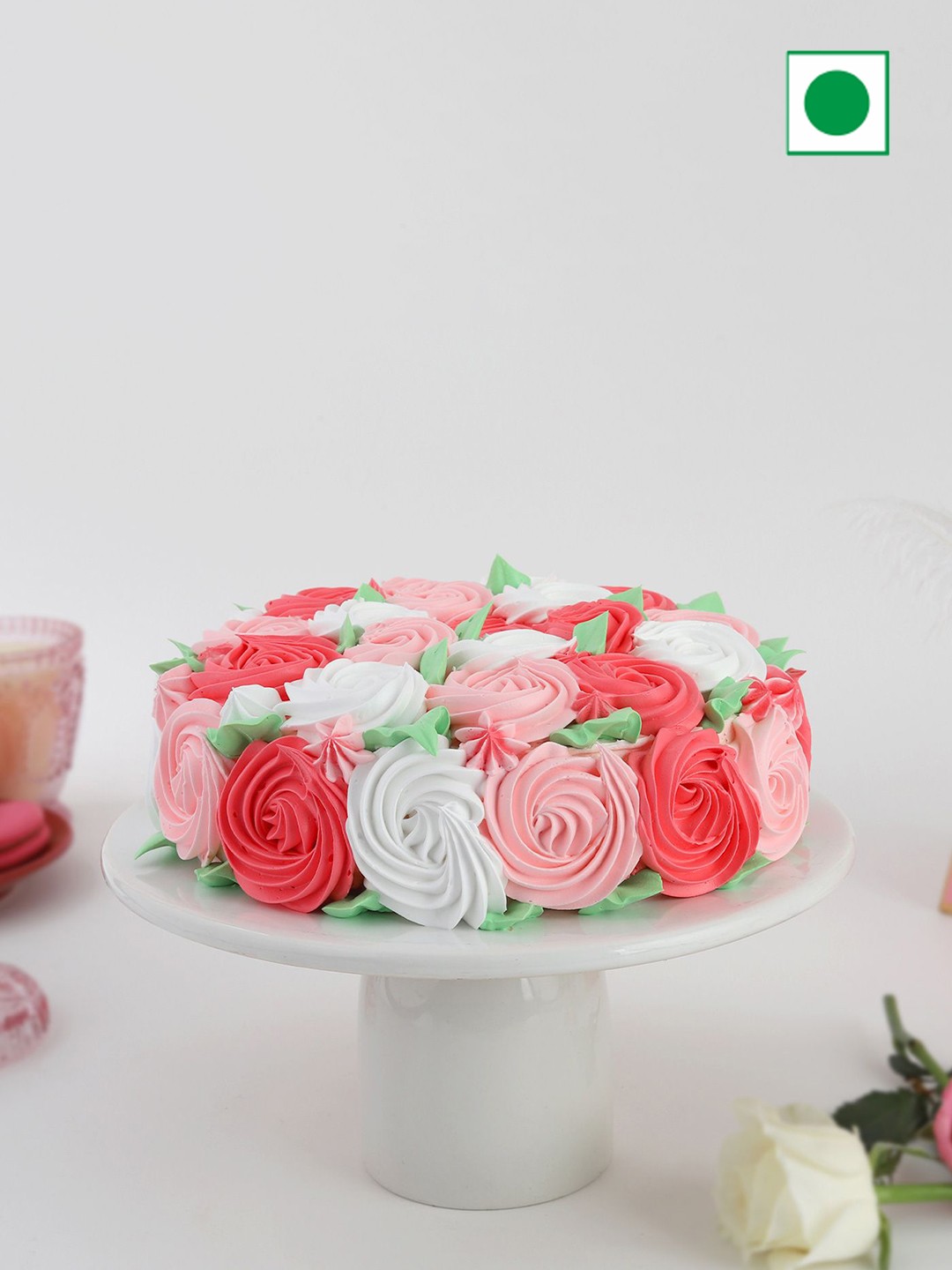 

IGP Abundant Roses Chocolate Eggless Round Cake -500g, Pink