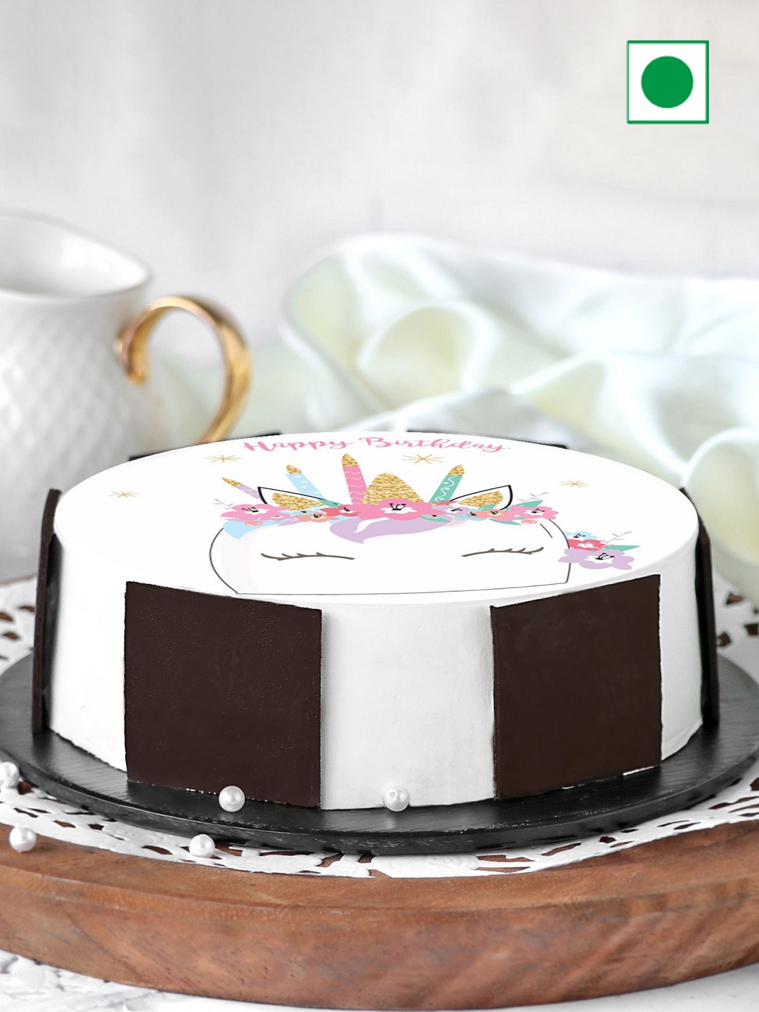 

IGP Unicorn Black Forest Eggless Round Birthday Cake-500kg, White