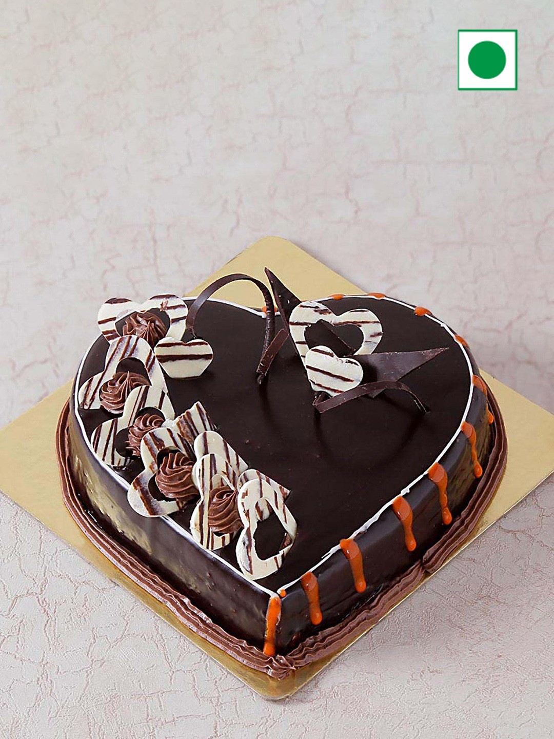

IGP Heart Chocolate Flavoured Eggless Round Cake- 1Kg, Coffee brown
