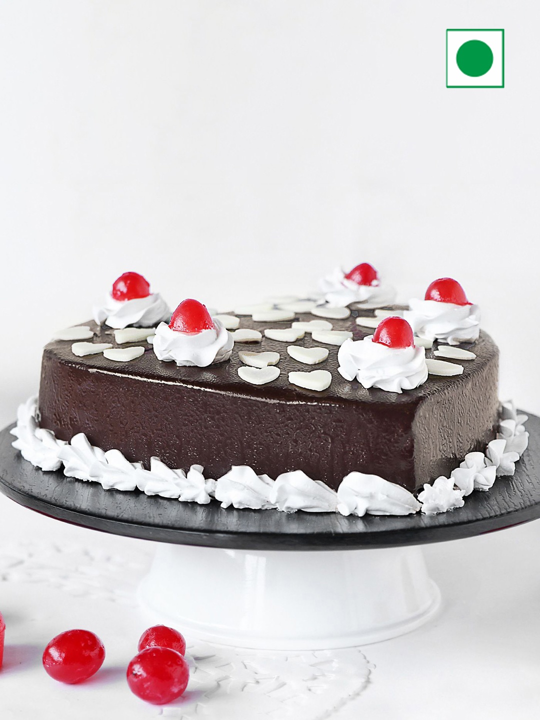 

IGP Chocolate Flavour Eggless Heart Shape Cake-1kg, Brown