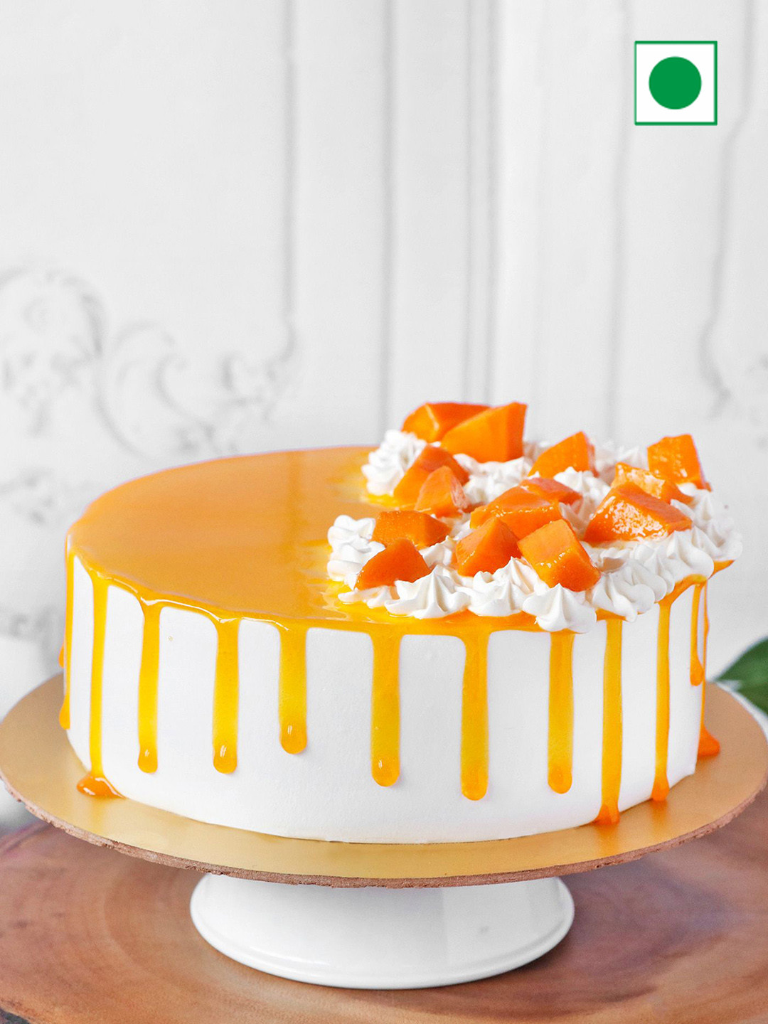 

IGP Mango Flavour Eggless Round Cake 1Kg, Yellow