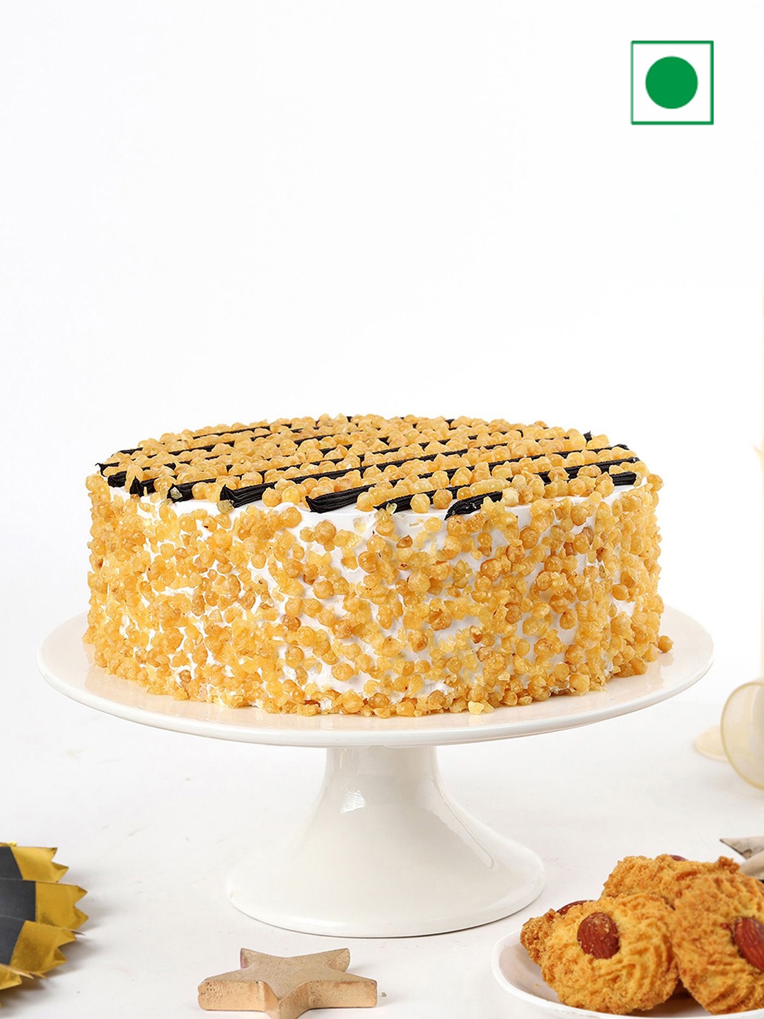 IGP Butterscotch Flavour Eggless Round Cake 1Kg, Yellow