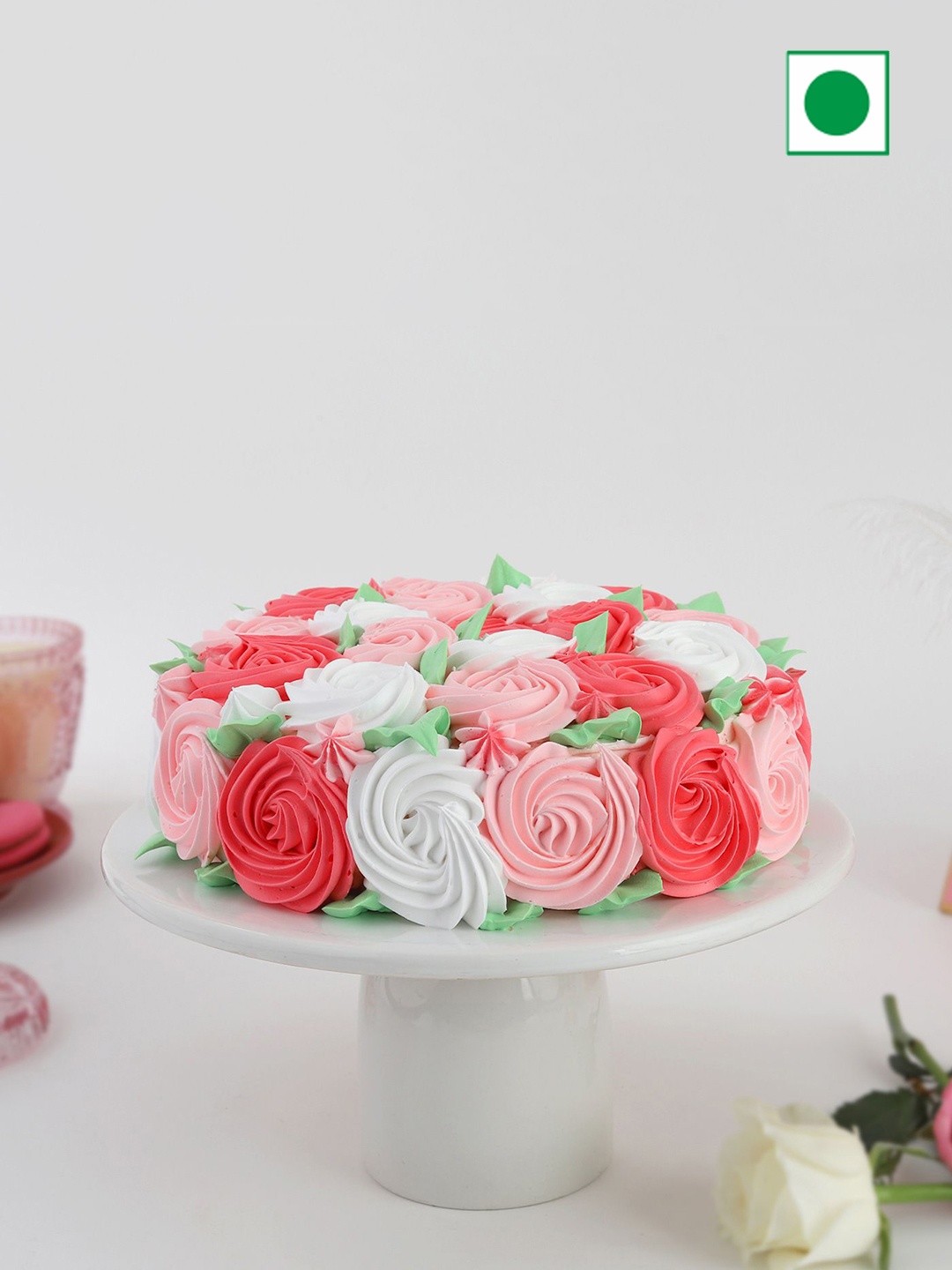 

IGP Abundant Roses Chocolate Flavour Eggless Round Cake- 1 Kg, Pink