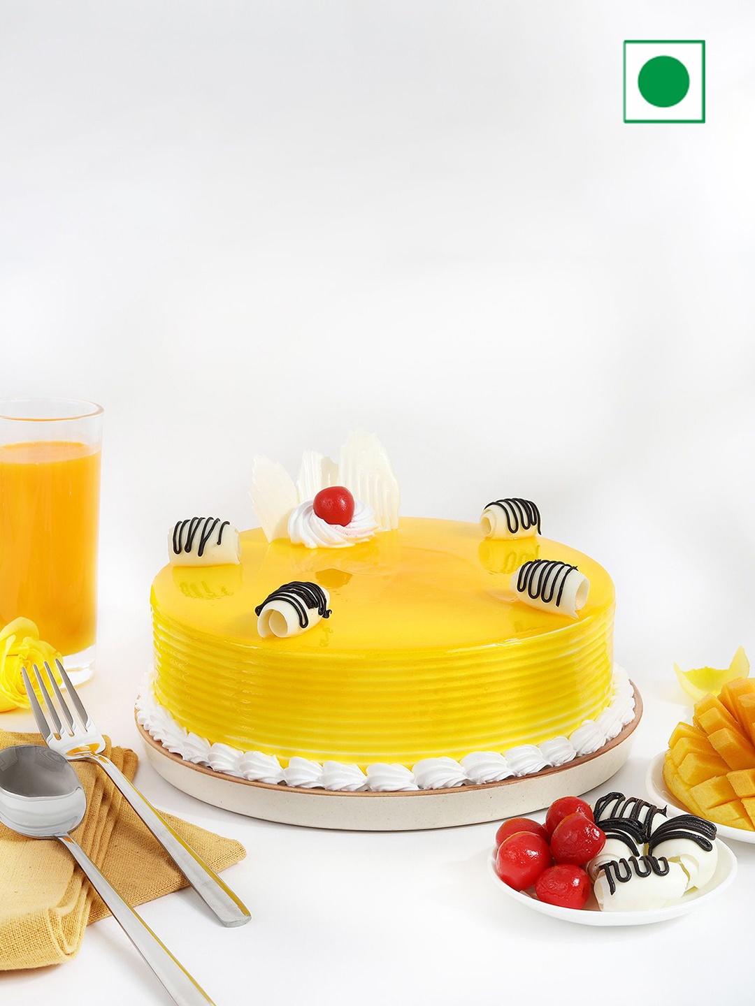 

IGP Mango Flavour Eggless Round Cake 500g, Yellow