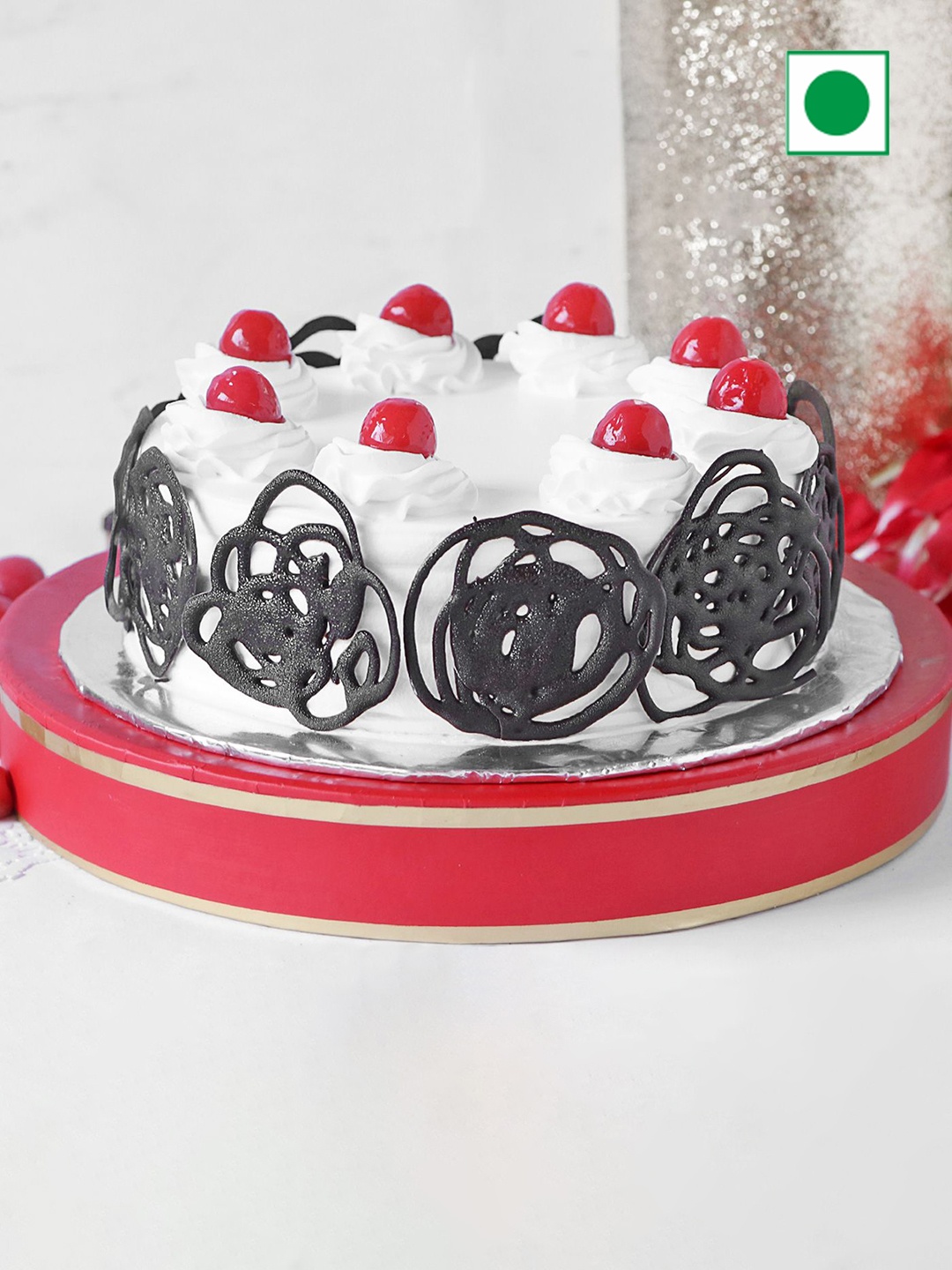 

IGP Special Black Forest Eggless Round Cake -500gm, White