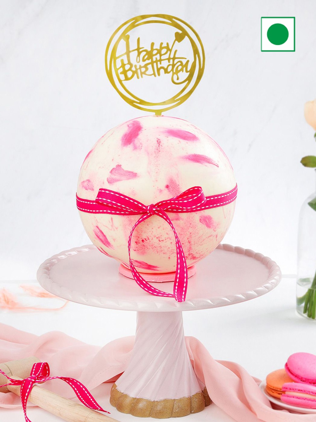 

IGP Chocolate Flavour Eggless Round Pinata Ball Cake- 1 Kg, Pink