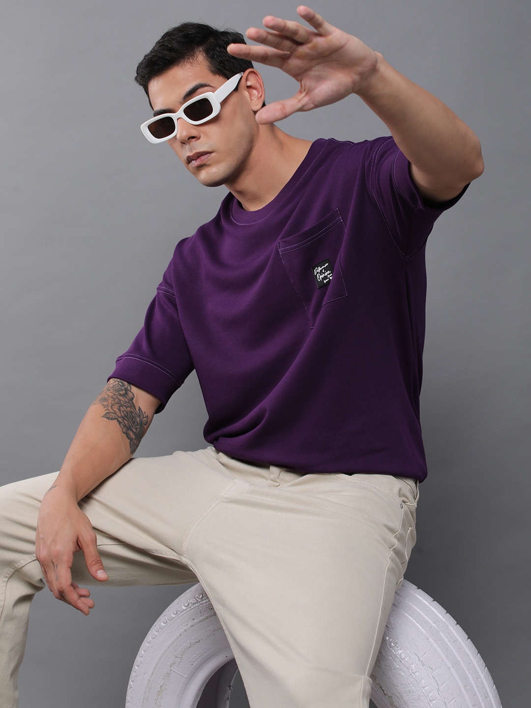 

Difference of Opinion Men Oversized Drop Shoulder Ultra Soft Drapey Cotton T-Shirt, Lavender