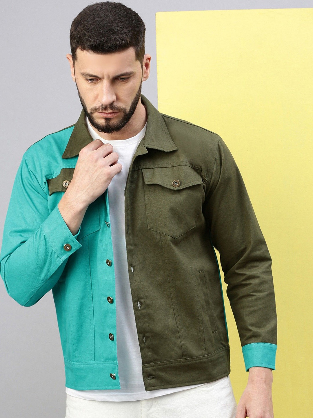 

VOXATI Men Washed Denim Jacket, Multi