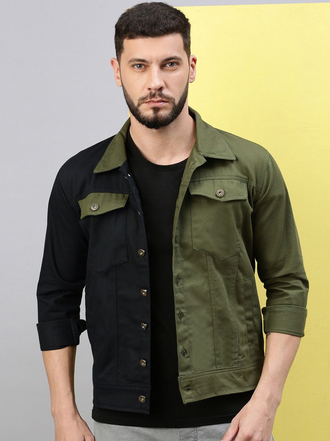

VOXATI Men Colourblocked Bomber with Patchwork Jacket, Multi